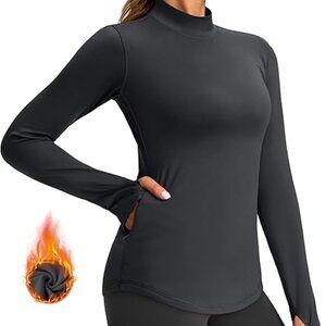 G Gradual Women's Thermal Shirts - Long Sleeve Mock Neck Fleece Tops